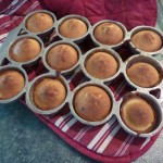 A set of old fashioned gem irons with cooked gem scones in them