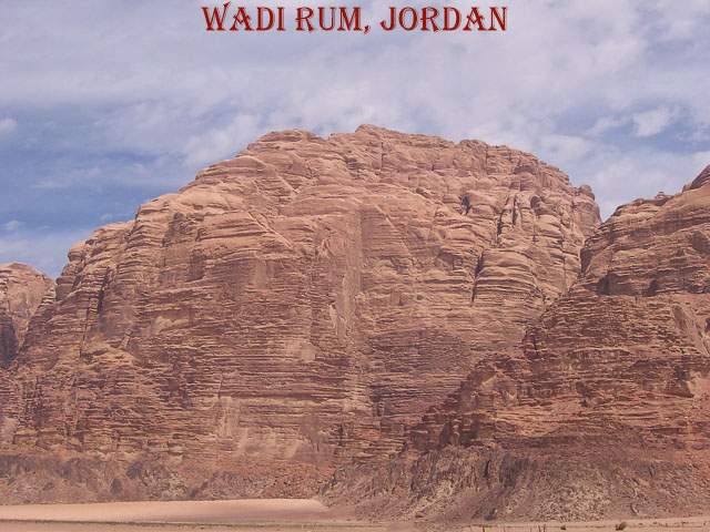 red rock monolith of wadi rum in jordan