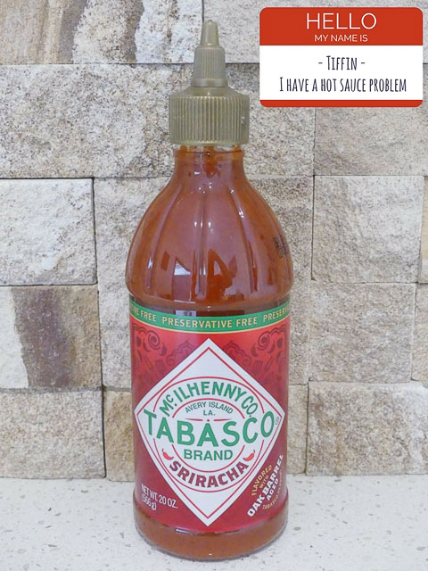 a bottle of sriracha tabasco sauce