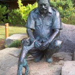 statue of Gerald Durrell at on the island of Jersey in the Channel Islands