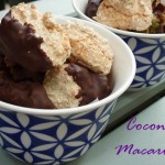 Bowl of chocolate dipped coconut macaroons