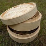 two tiered bamboo steamer
