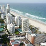 White sands of Surfers Paradise Beach viewed from the 41st floor
