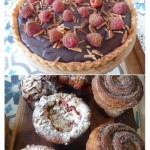 Chocolate tart with fresh raspeberries & fresh baked pastries