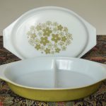 From an op shop at Bargara: divided Pyrex serving dish with Spring Blossom pattern